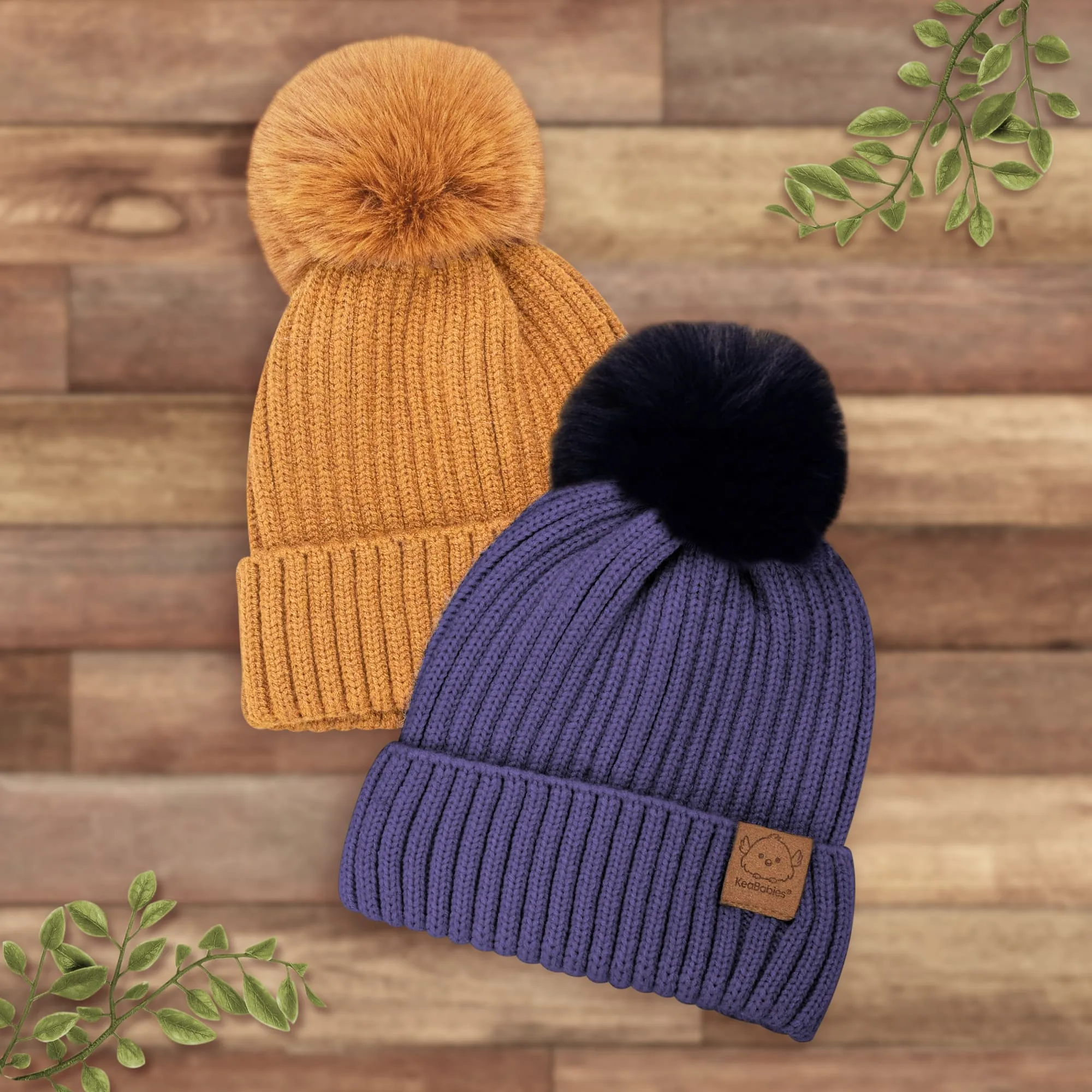 2-Pack Pom Knitted Beanie (Dune)