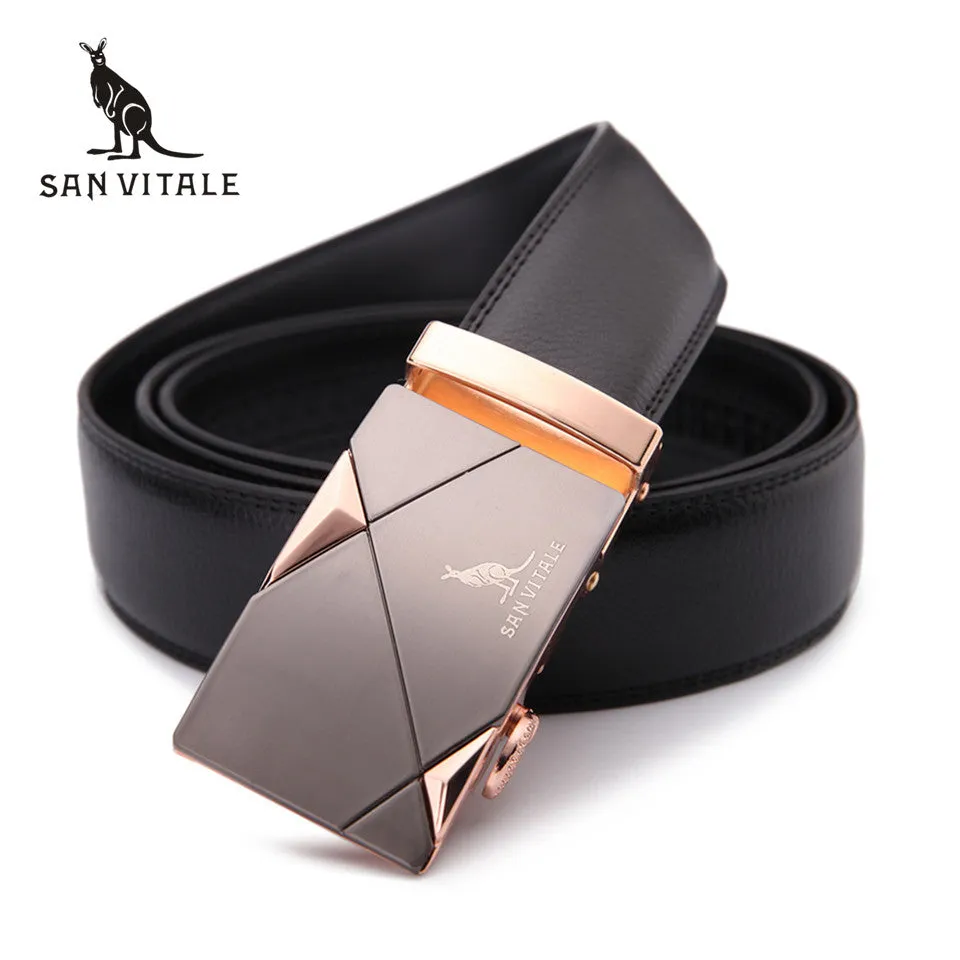 2016men's fashion100% Genuine Leather belts for men High quality metal automatic buckle Strap male Jeans cowboy free shipping