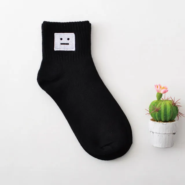 35-40 Unisex Cotton Harajuku Socks for Women Men Ulzzang Calcetines Black White Japanese Socks