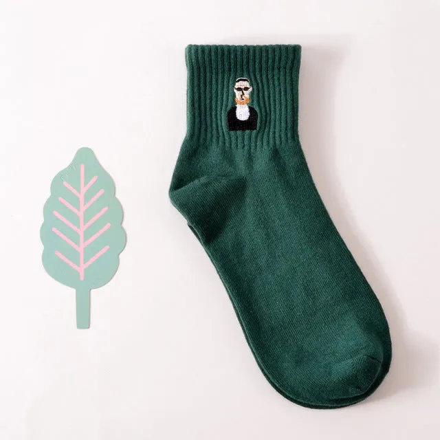 35-40 Unisex Cotton Harajuku Socks for Women Men Ulzzang Calcetines Black White Japanese Socks