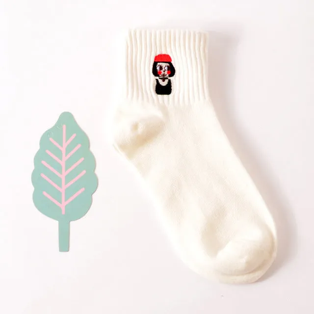 35-40 Unisex Cotton Harajuku Socks for Women Men Ulzzang Calcetines Black White Japanese Socks