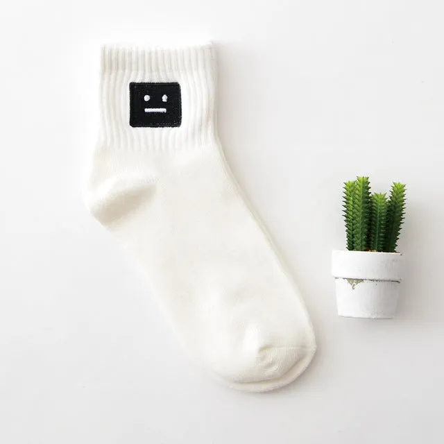 35-40 Unisex Cotton Harajuku Socks for Women Men Ulzzang Calcetines Black White Japanese Socks