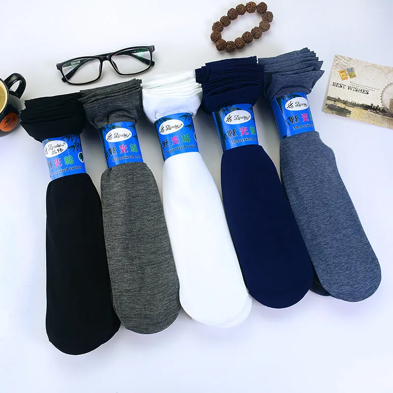 5 Pair High Quality Men Velvet Socks Summer Thin Silk High Elastic Nylon Low Price Cool Feeling Solid Color Breathable Socks