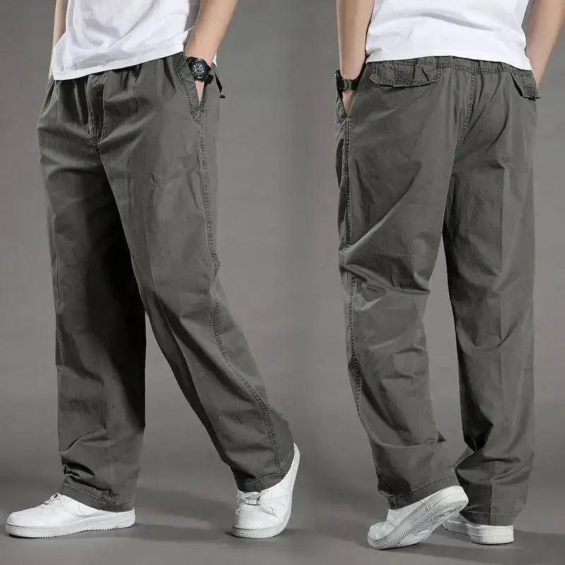 Advbridge - Men Spring Autumn New Cargo Pants Men's Loose Straight Multi-pocket Pants Male Solid Work Wear Jogger Cotton Trousers H246