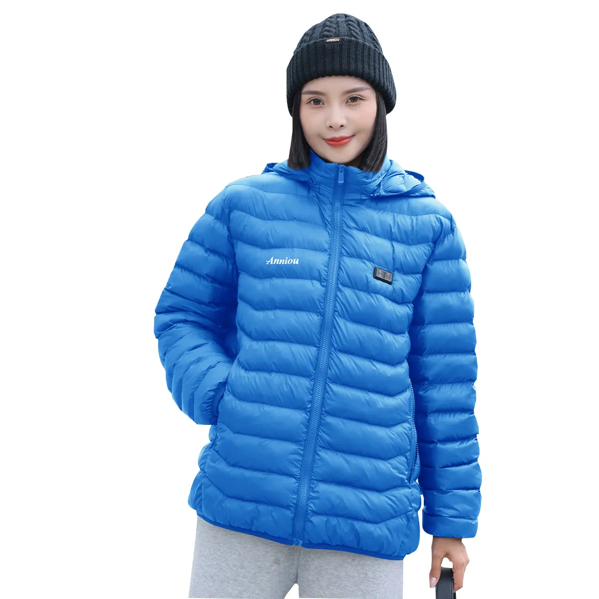 Anniou Dual Switch Unisex Hooded Winter Heating Coat