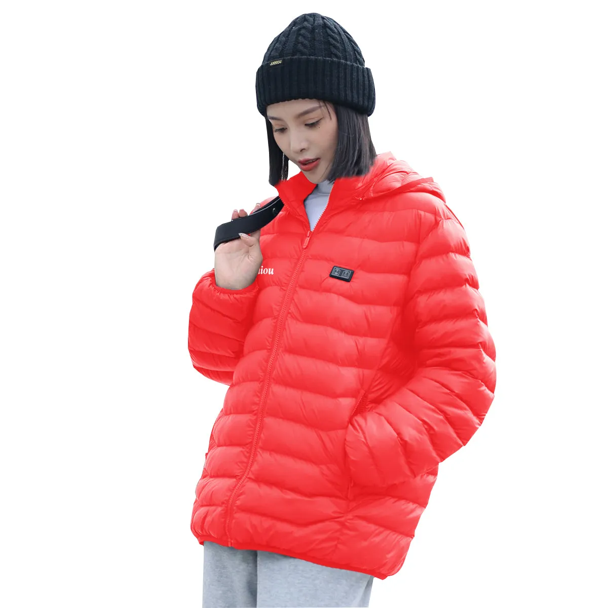 Anniou Dual Switch Unisex Hooded Winter Heating Coat