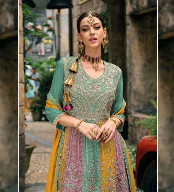 Beautiful Multi Colored Party Wear Designer pakistani palazzo suits For Women