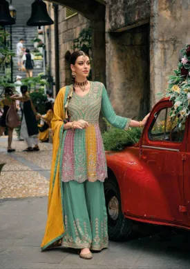 Beautiful Multi Colored Party Wear Designer pakistani palazzo suits For Women