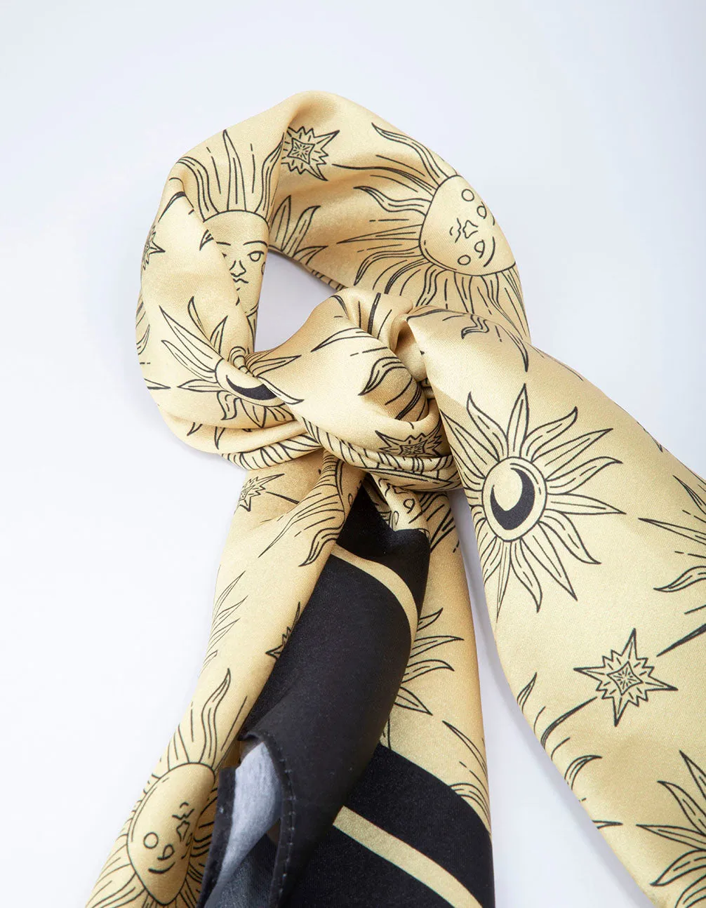 Black & Gold Fabric Celestial Sun Scarf