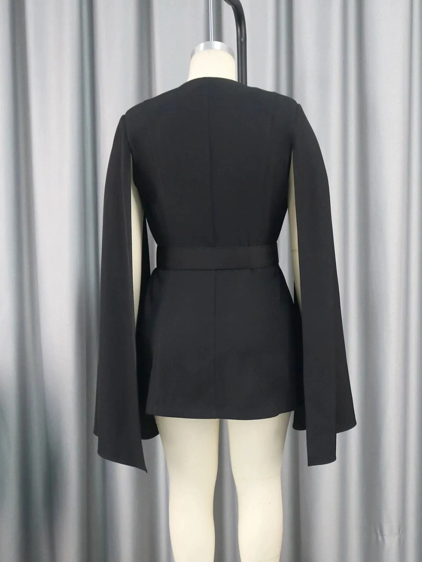 Black V Neck Blazer for Women - Slim Fit, Full Sleeves, Zipper Closure | ONTINVA