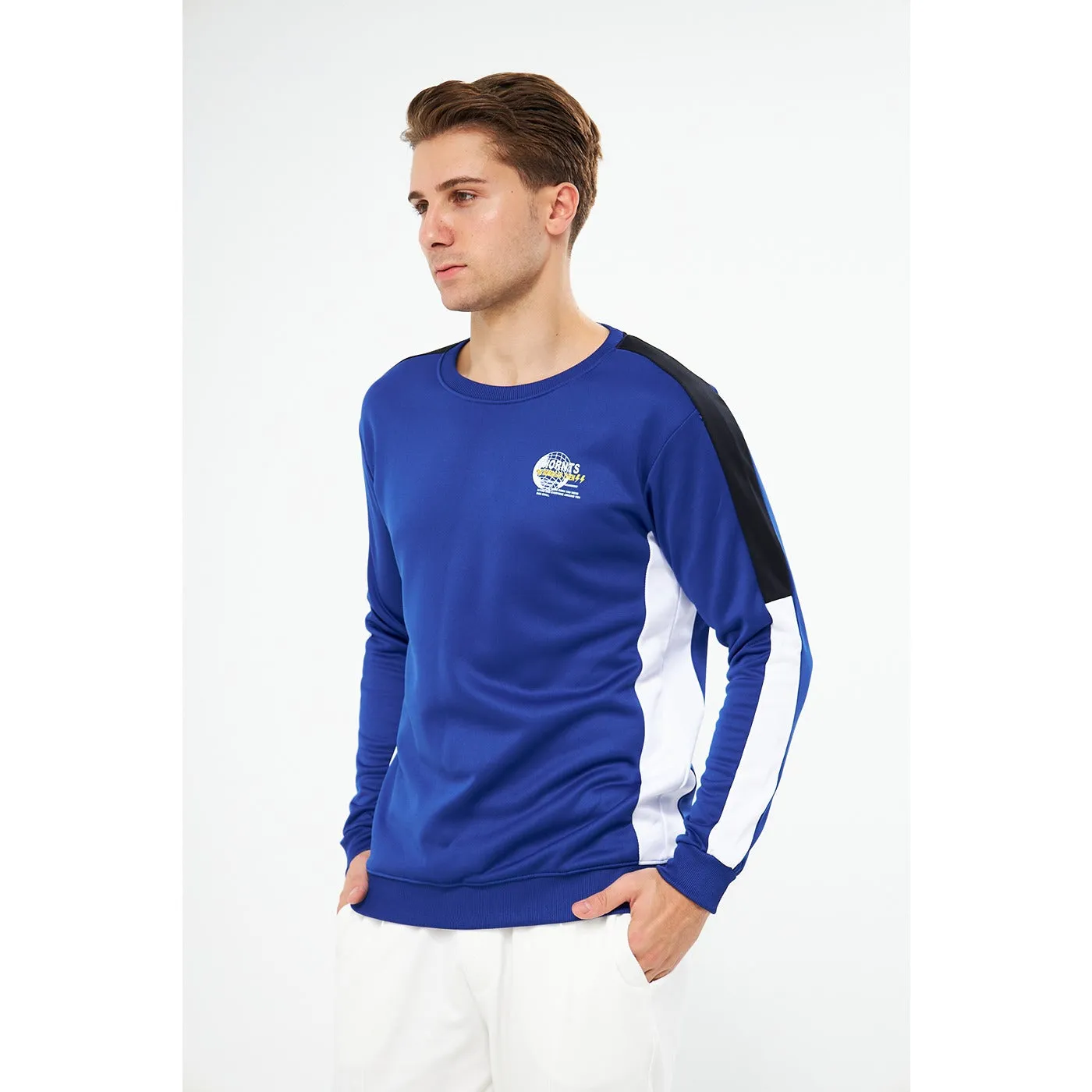 Blue Stripe Crew Neck Sweatshirt