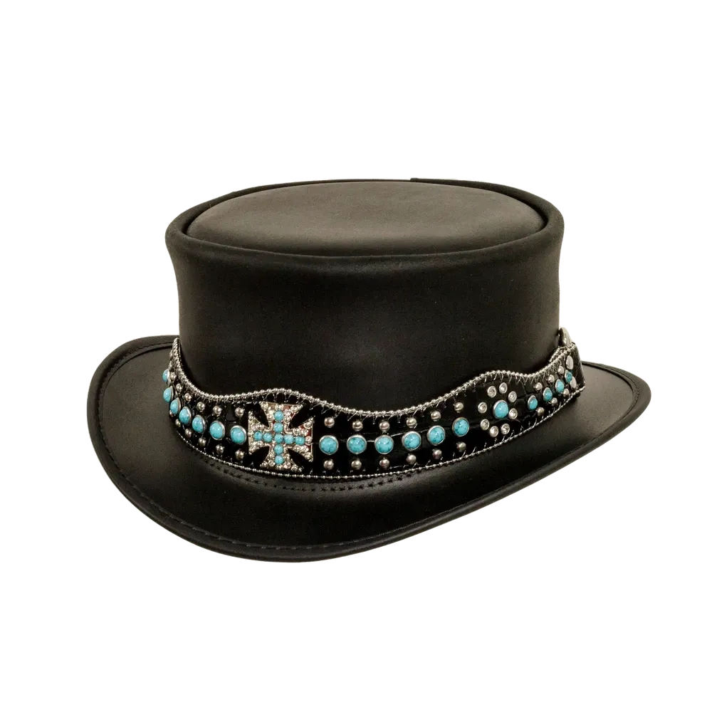 Chopper | Mens Black Leather Top Hat