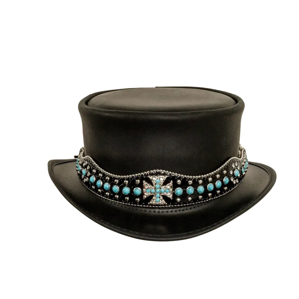 Chopper | Mens Black Leather Top Hat