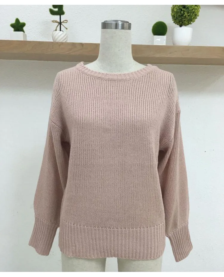 CLAIRE Backless Bow Tie Sweater - Blush Pink