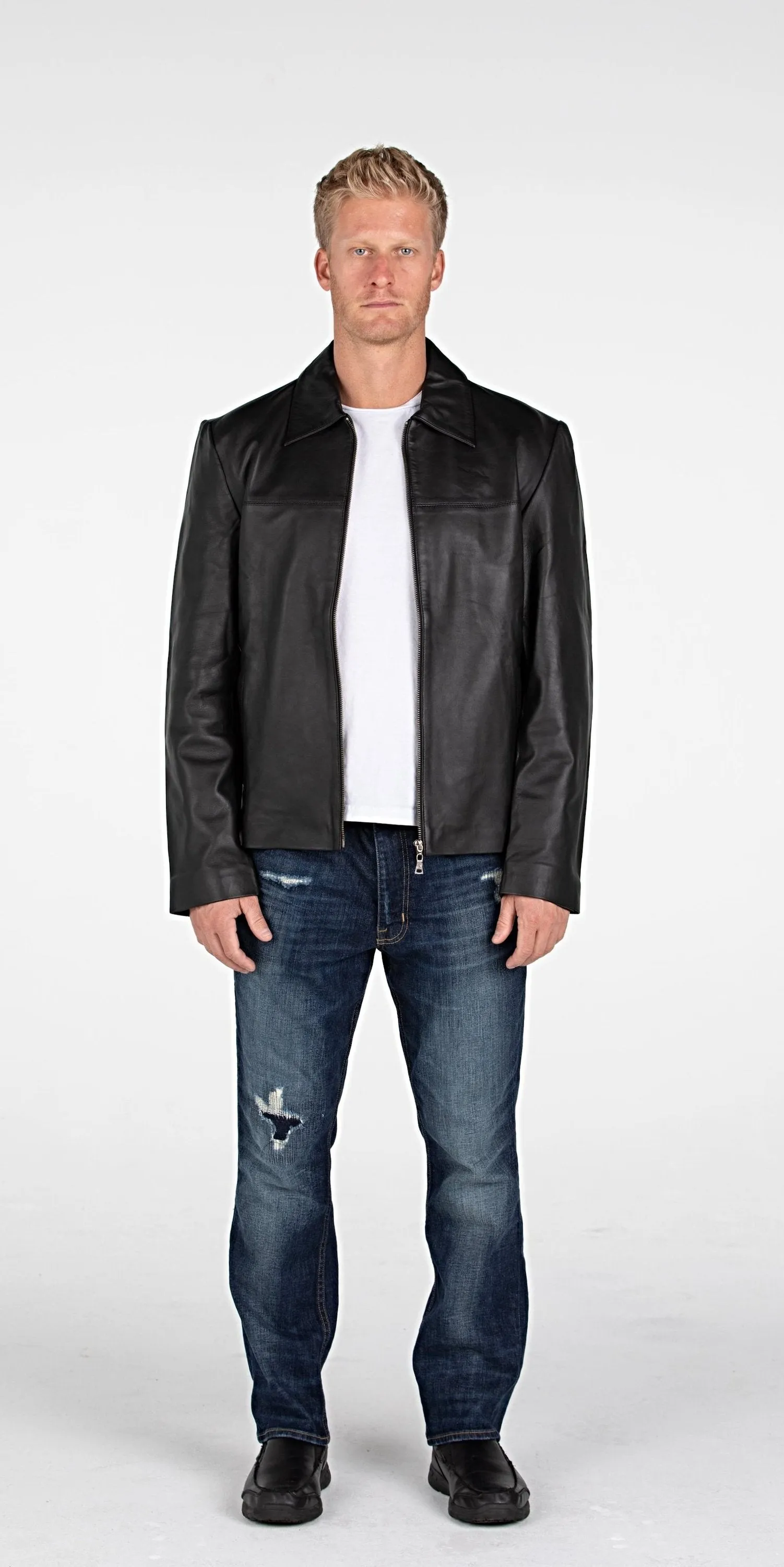 Classic Zip-Up Leather Jacket for Men