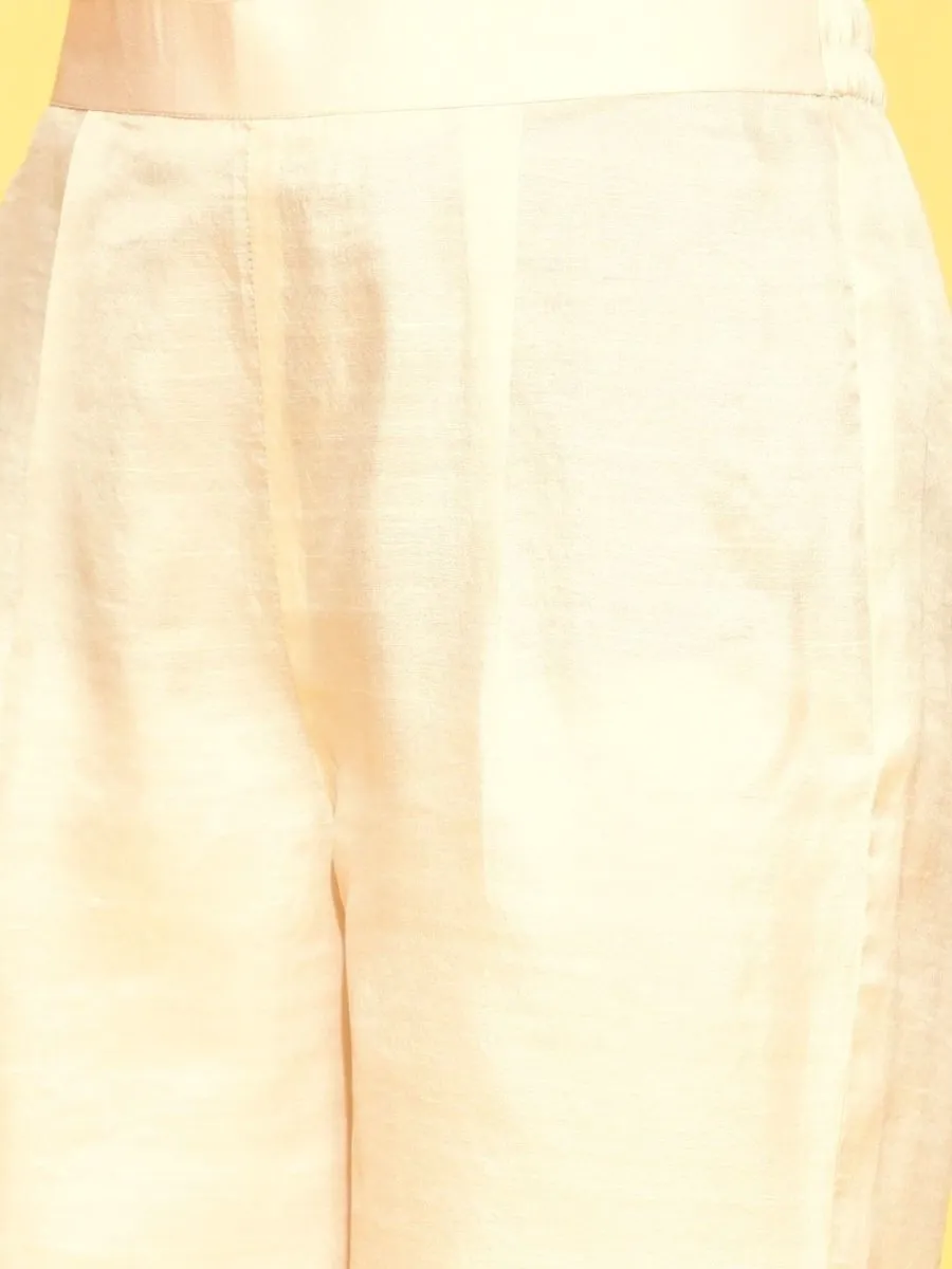 Cream and Orange Kurta with Palazzo and Dupatta