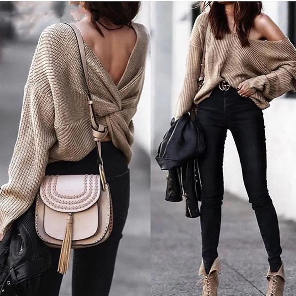 Criss Cross Sweater - Beige