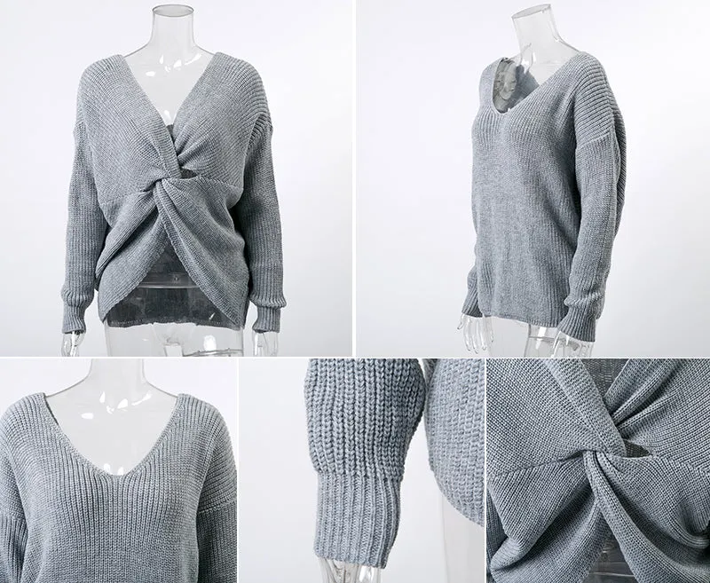 Criss Cross Sweater - Grey