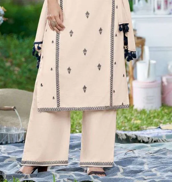 Dazzling Peach Colored Heavy Rayon Salwar Suits For Women