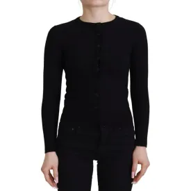 Dolce & Gabbana Black Button Down Slim Cardigan Wool Sweater