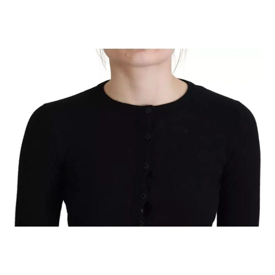 Dolce & Gabbana Black Button Down Slim Cardigan Wool Sweater