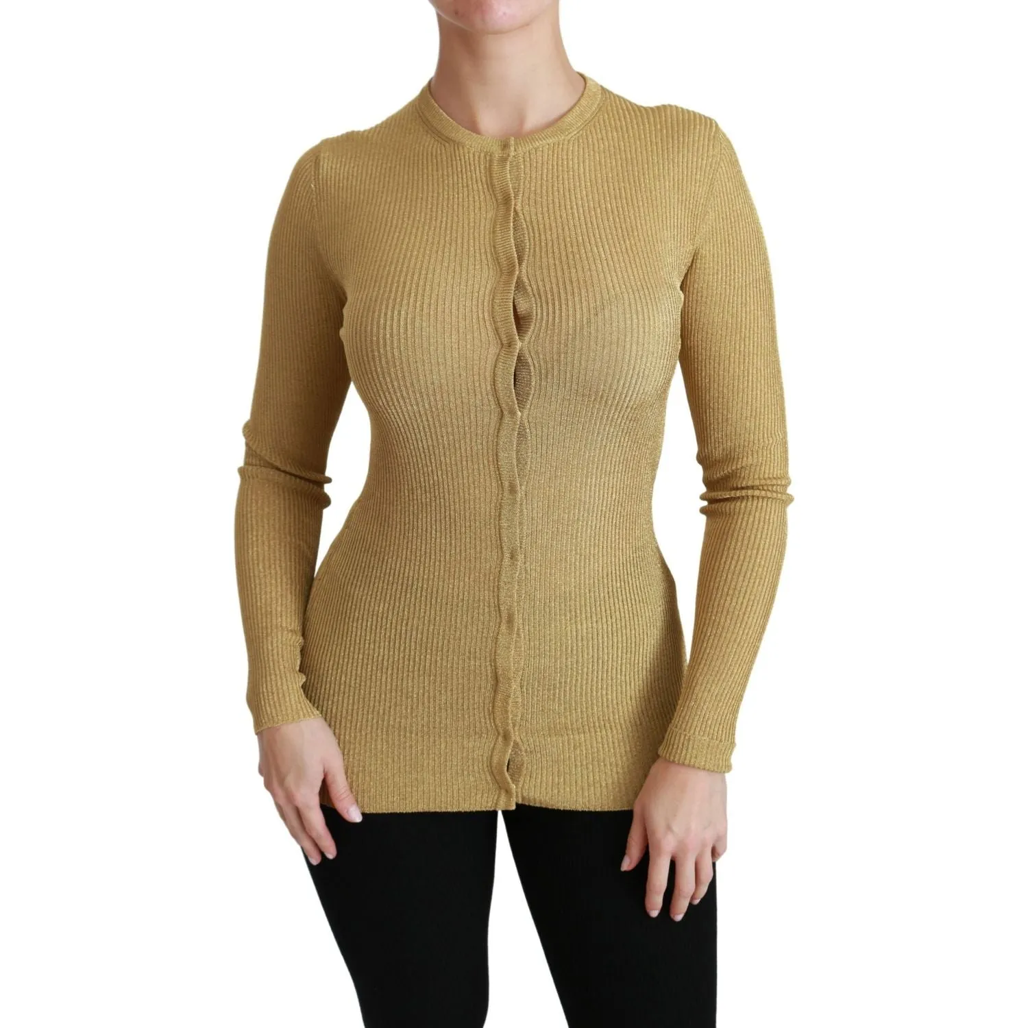 Dolce & Gabbana Elegant Long Sleeve Gold Cardigan