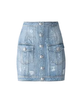 Embellished Denim Skirt