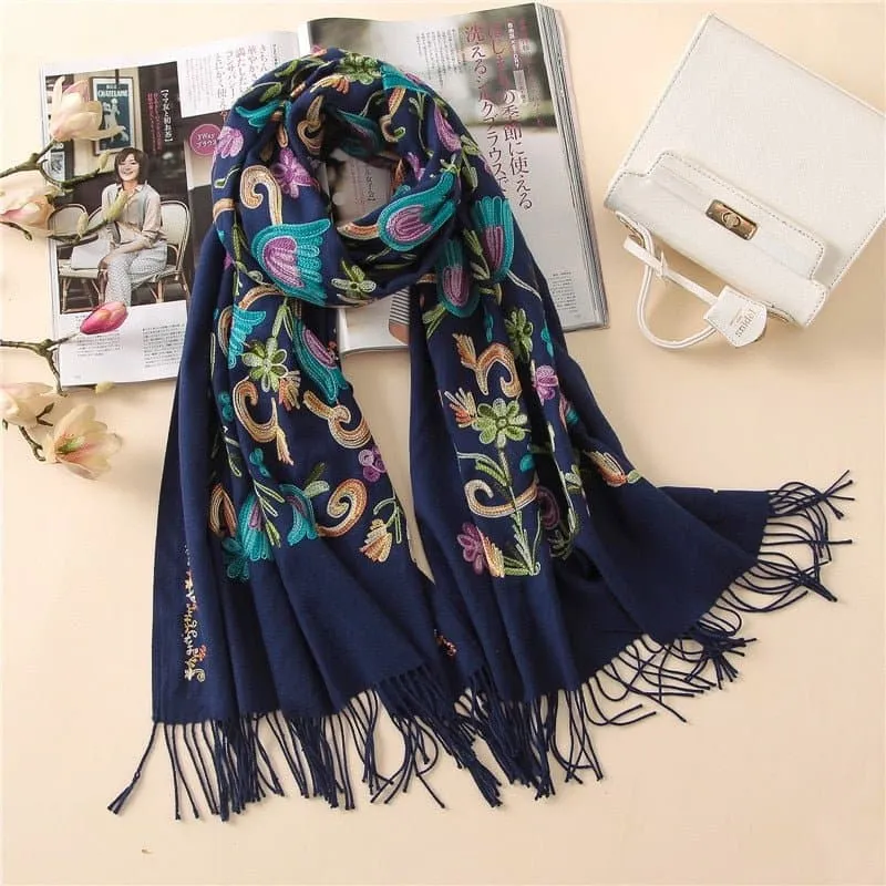 Embroidery Cashmere Wraps - Luxuriously Soft and Warm Scarves for Women and Men