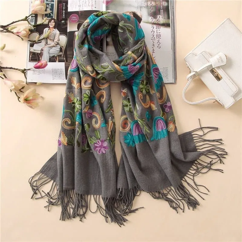 Embroidery Cashmere Wraps - Luxuriously Soft and Warm Scarves for Women and Men