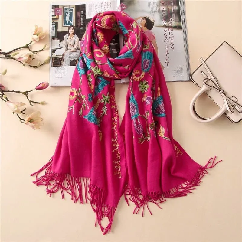 Embroidery Cashmere Wraps - Luxuriously Soft and Warm Scarves for Women and Men