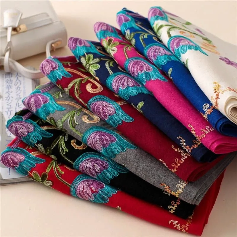 Embroidery Cashmere Wraps - Luxuriously Soft and Warm Scarves for Women and Men