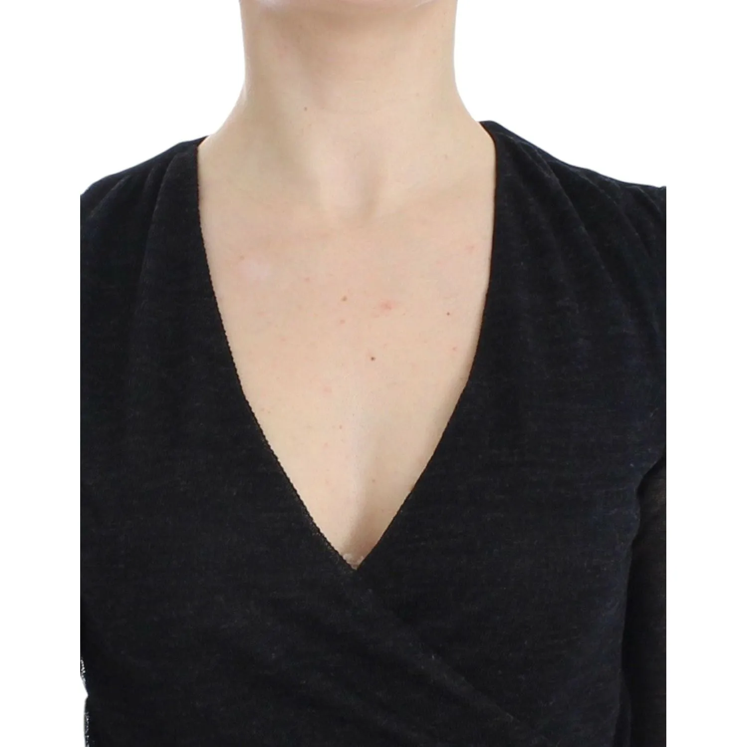 Ermanno Scervino Deep V-neck Black Wool Blend Sweater