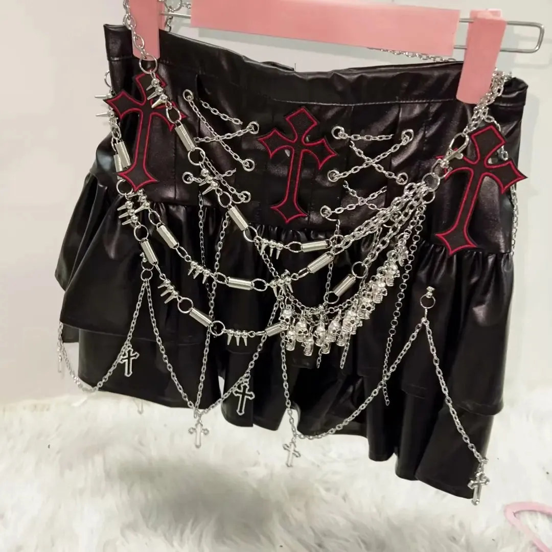 Flytonn-Lolita Cross Short skirts gothic clothes y2k clothes y2k fashion Punk Short skirts Gothic Short skirts harajuku Short skirts