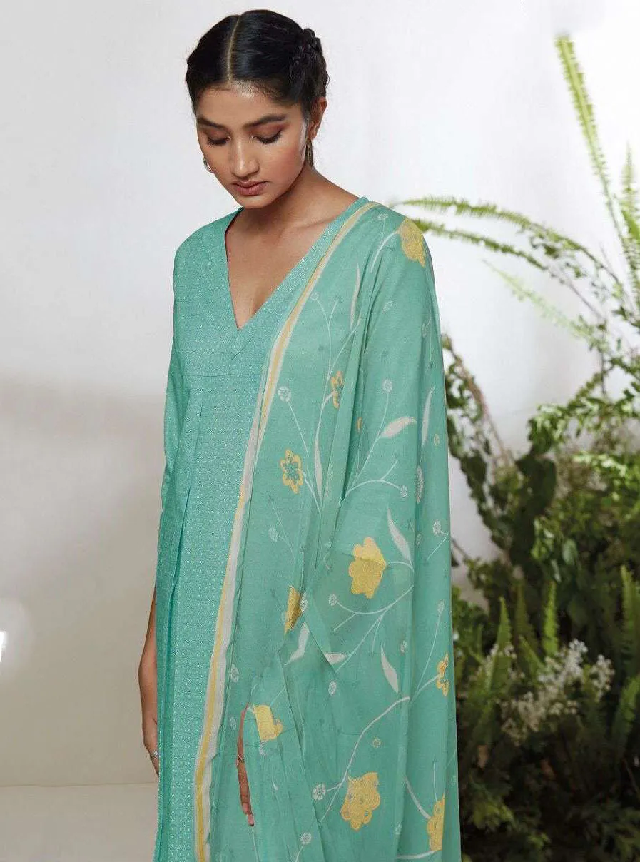 Ganga Fashion Cotton Unstitched Suit With Chiffon Dupatta