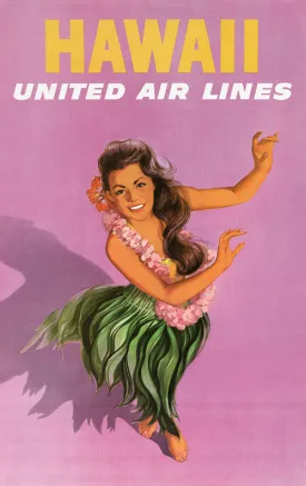 Hawaii Hula Dancer Vintage Travel Poster