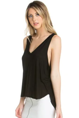 high low v-neck open side tank top