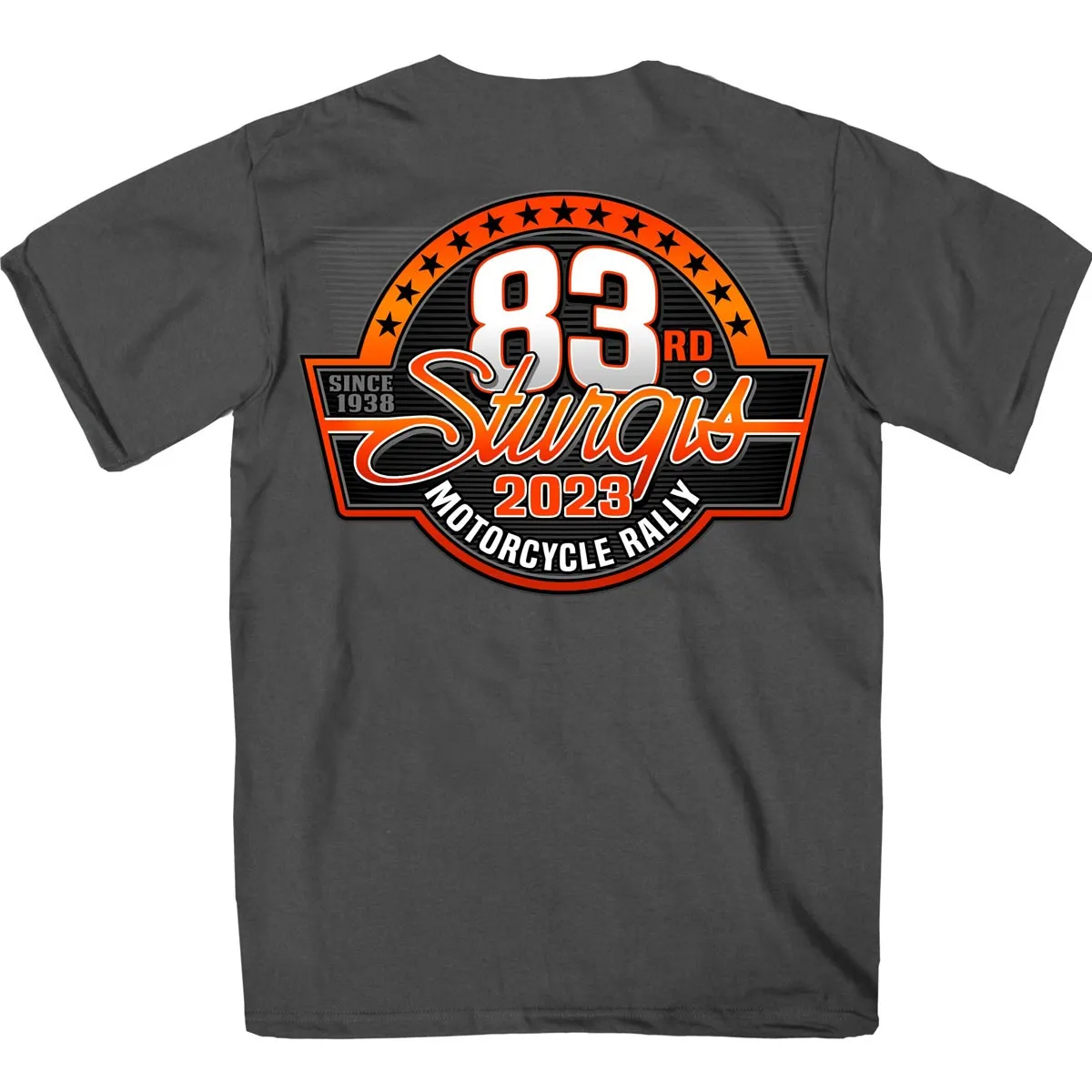 Hot Leathers SPB1091 Men’s Charcoal 2023 Sturgis Rally Logo Double Sided T-Shirt