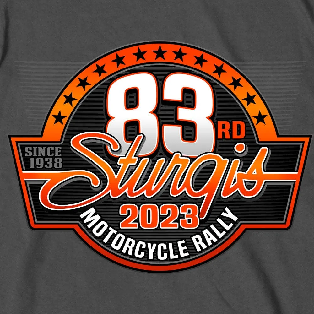 Hot Leathers SPB1091 Men’s Charcoal 2023 Sturgis Rally Logo Double Sided T-Shirt