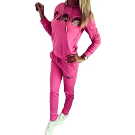 JECKSION Women Tracksuit Cartoon Monkey Long Sleeve Sweatshirt Suits Set #LYW