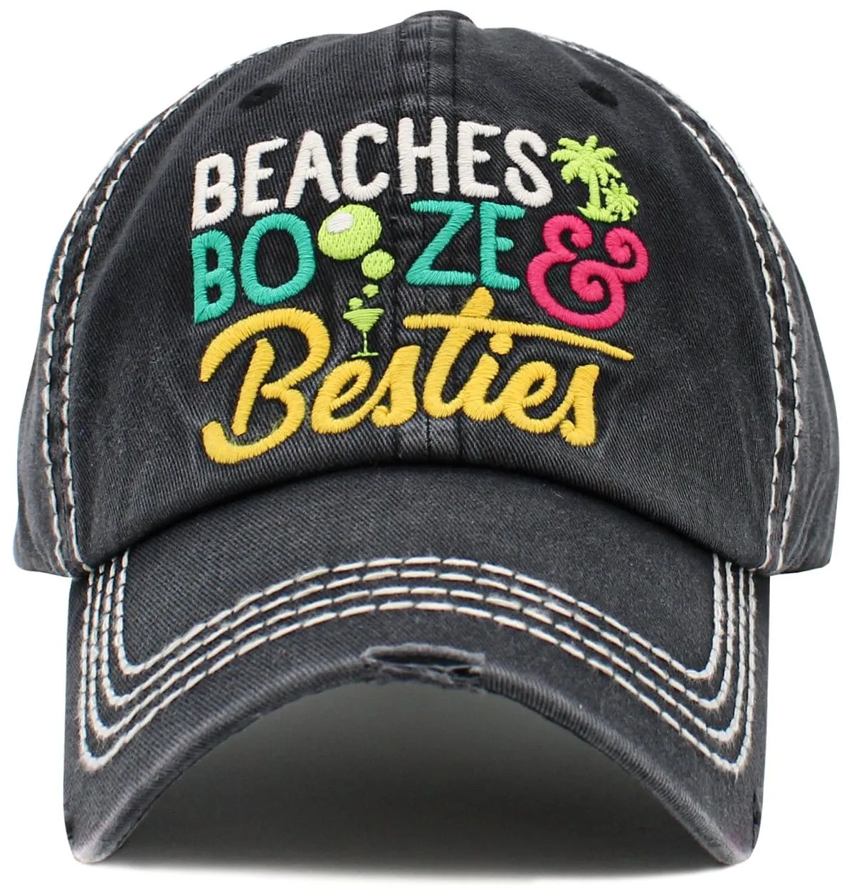 KBV1504 Beaches Booze Besties Washed Vintage Ballcap