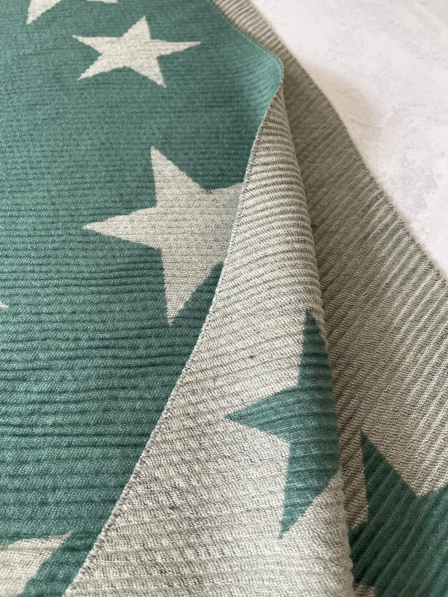 LARGE DUCK EGG GREEN STAR THICK REVERSIBLE WINTER SHAWL BLANKET SCARF