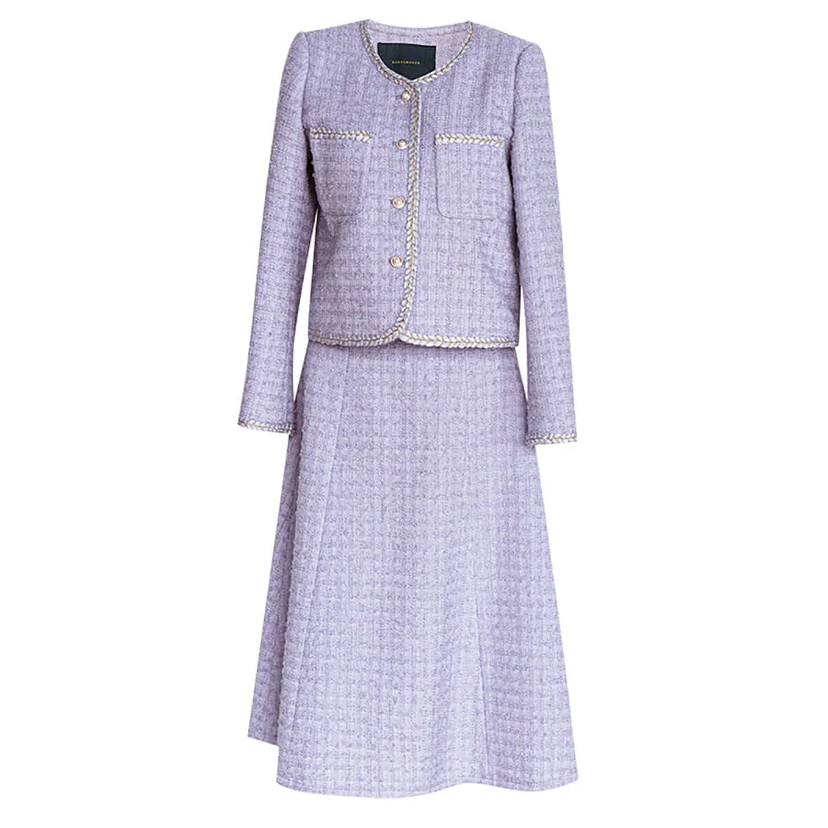 Lilac Two Piece Jacket and A-Line Skirt Set