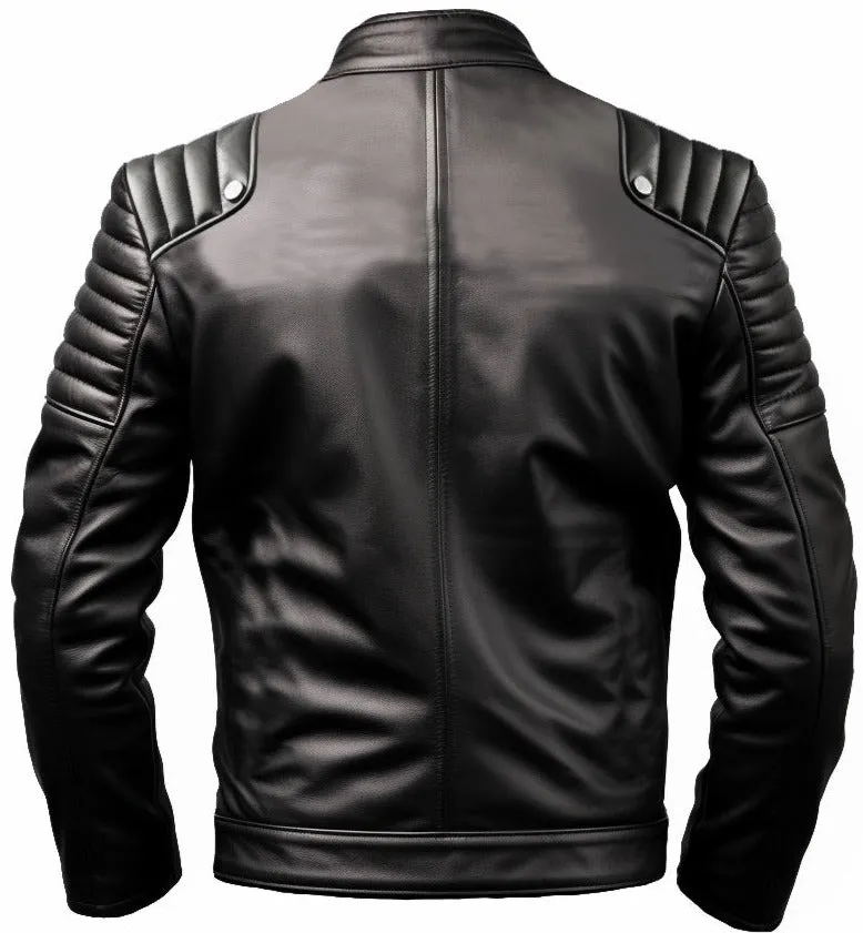 Men Harlay Sportage Black & White Faux Leather Jacket