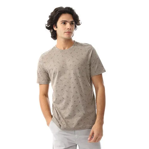 Men's Casual Jacquard T-Shirt - Everyday Comfort-Dark green