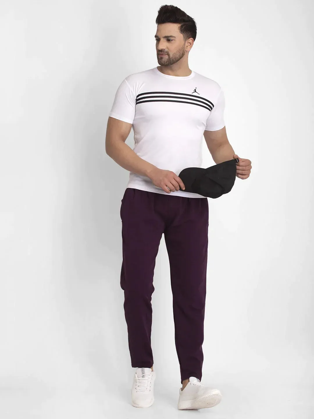 Men'S Purple Solid Track Pants