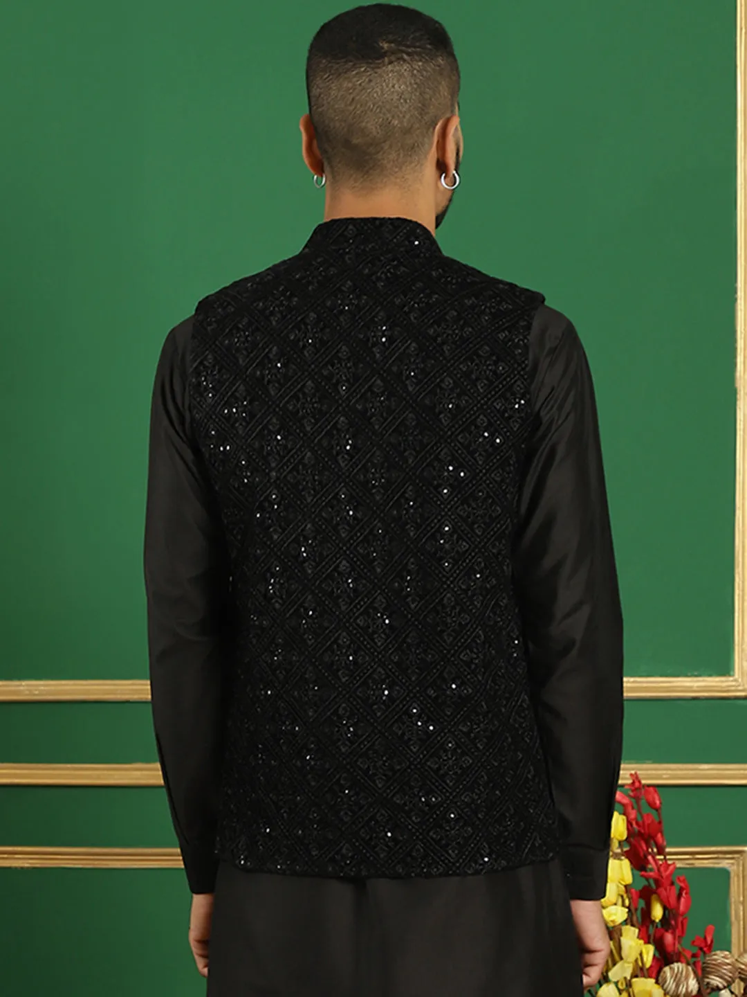 Men'S Sequins Velvet Nehru Jacket