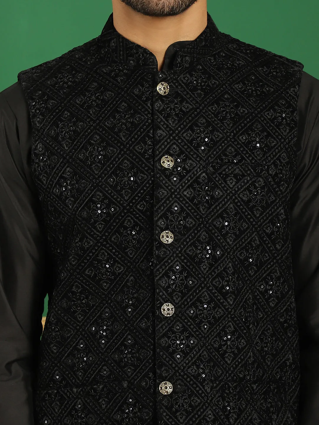 Men'S Sequins Velvet Nehru Jacket