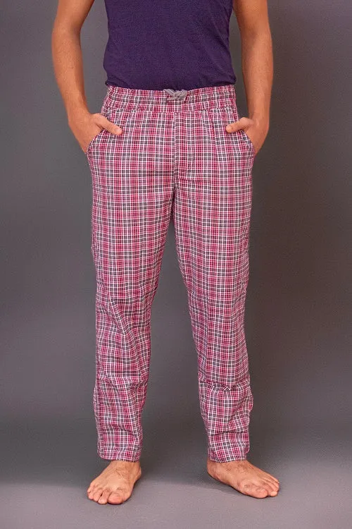 Men's Summer Check Pants-dark red