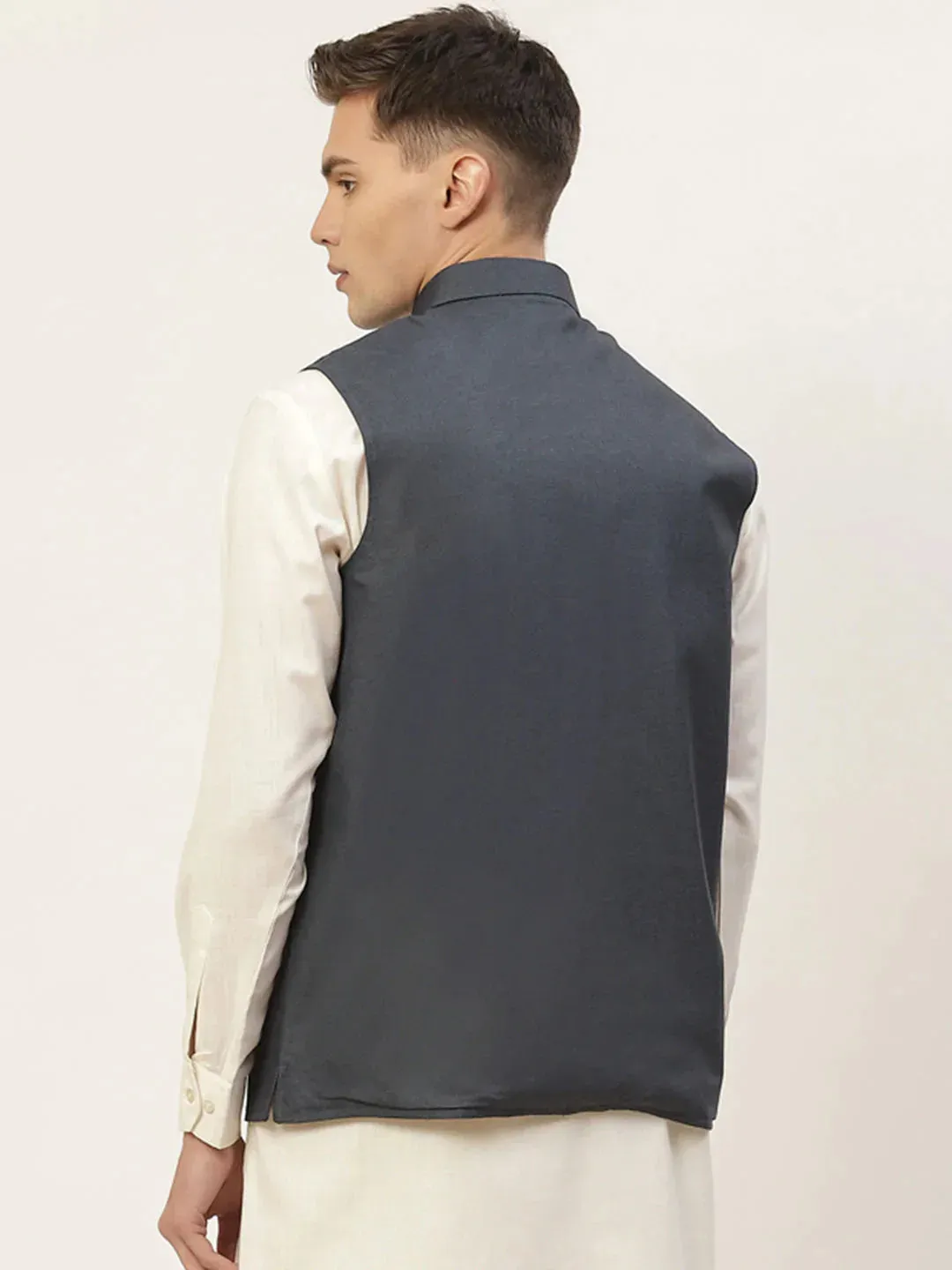 Men'S Teal Solid Nehru Jacket