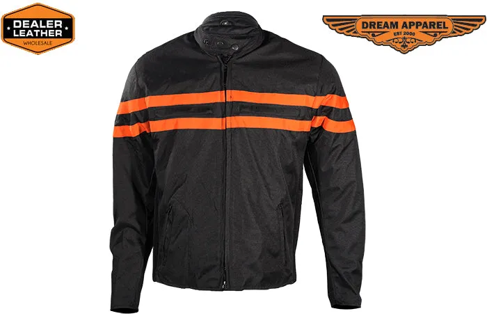 Mens Textile Motorcycle Jacket With Orange Stripes